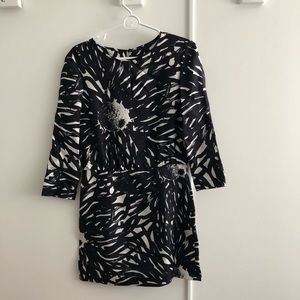 Tibi 100% Silk Black and White Dress